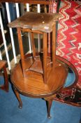 Oval mirror and two occasional tables