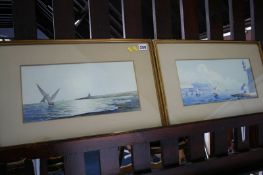 Pair of watercolours, Coastal scenes