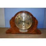 A walnut Art Deco mantle clock