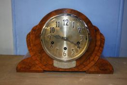 A walnut Art Deco mantle clock