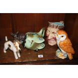 Beswick owl, Toby jug etc.