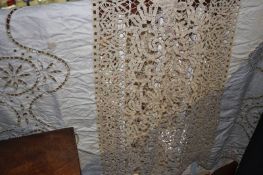 A handmade antique linen table cloth