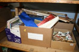 A shelf of artist crafting materials