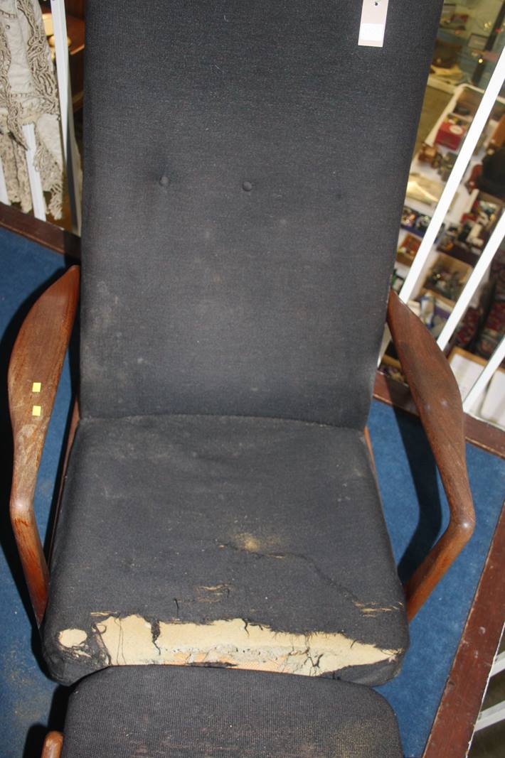 A teak framed armchair by Folke Ohlsson and a matching footstool - Image 3 of 4