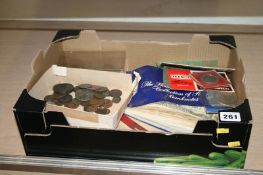 A tray of banknotes and coins