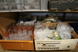 Four boxes of miscellaneous, glassware, Pendelfin etc.