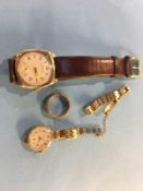 A gents 9ct gold Omega wristwatch and a ladies 9ct gold Everite wristwatch