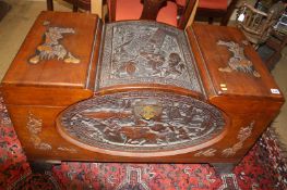 A carved camphorwood chest