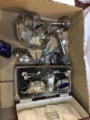 A cased silver cruet etc.