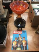 A quantity of miscellaneous; carnival glass, 1966 Beatles Book etc.