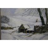 Ken Johnson, oil on board, signed, 'Winter landscape', 39cm x 49cm