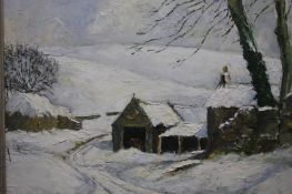 Ken Johnson, oil on board, signed, 'Winter landscape', 39cm x 49cm