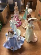 Seven Coalport figures