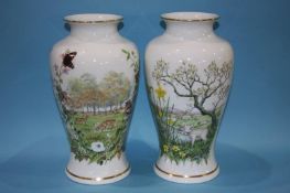 A pair of Franklin porcelain 'The Autumn Glen' vases, by Peter Bennett, 31cm height