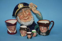 Six Royal Doulton character jugs