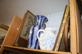 A shelf of miscellaneous, jug, ewer etc.