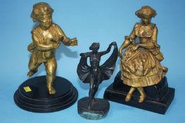 Two late 19th century gilt metal figures and four others