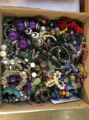 Quantity of costume jewellery in one box