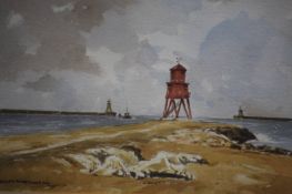 Thomas Wilkinson, watercolour, signed 'Marsden Rock', 12cm x 17cm and 'South Shields', 18cm x