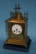 A Howell James and Co of London-Paris clock, with enamelled dial, 8 day movement, strike action,