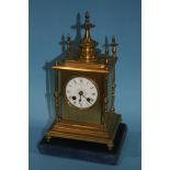 A Howell James and Co of London-Paris clock, with enamelled dial, 8 day movement, strike action,