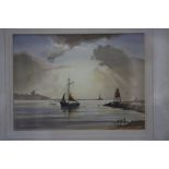 Thomas Wilkinson, watercolour, signed 'Views off North Shields', 26cm x 36cm and 19cm x 23cm (2)