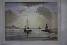 Thomas Wilkinson, watercolour, signed 'Views off North Shields', 26cm x 36cm and 19cm x 23cm (2)