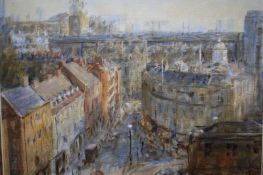 Nicholas Leake, oil on canvas, signed, dated 21/09/85, 'The Quayside from the high level bridge',