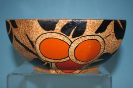 A Clarice Cliff Bizarre octagonal bowl, printed marks, 18cm diameter