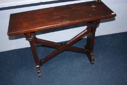 A pitch pine church bench