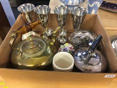 A box of assorted, to include dressing table set