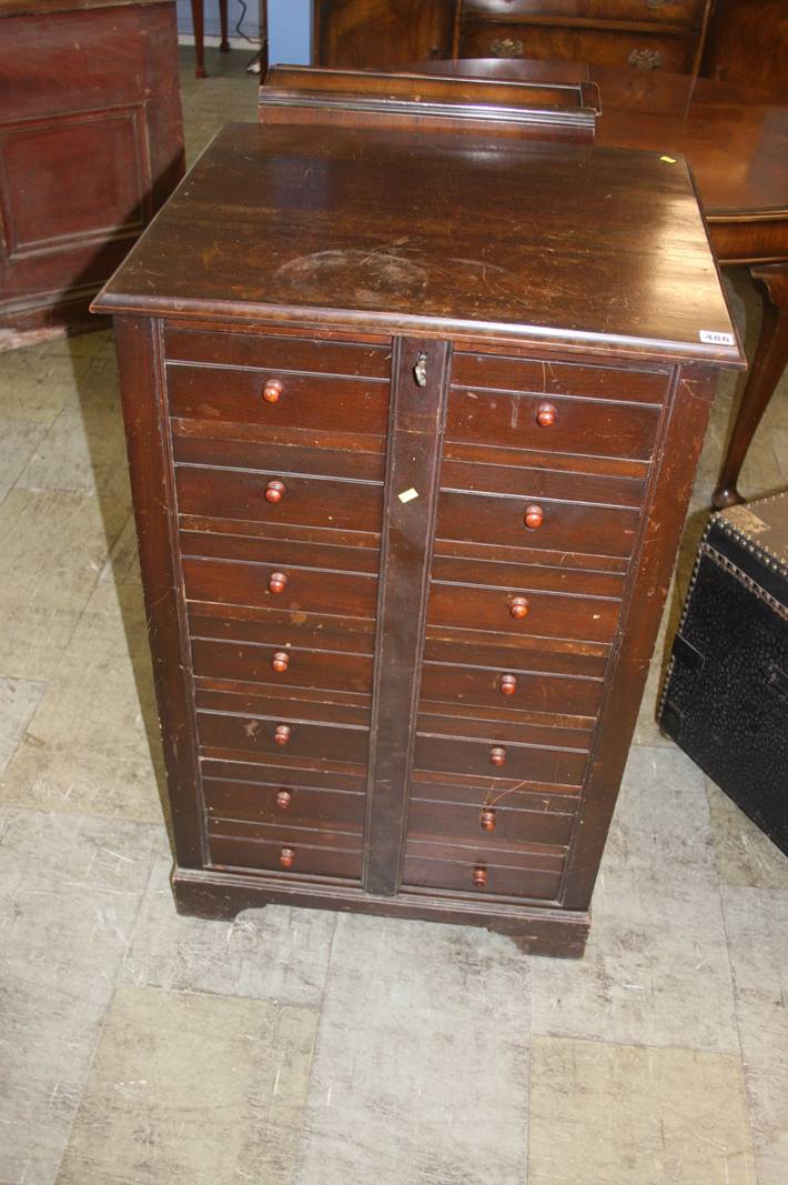 A seven drawer collectors cabinet, 64cm width, 58cm deep, 101cm height