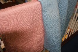 Blue Durham quilt, with pink reverse