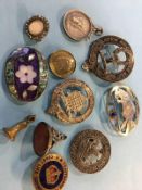 A collection of assorted silver jewellery, including brooches, a fob etc.