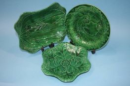 A collection of Green leaf pottery (some Wedgwood)