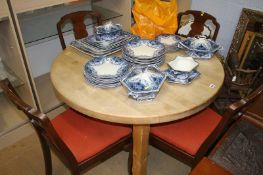 Pine circular table and four chairs