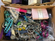 Quantity of costume jewellery in two boxes