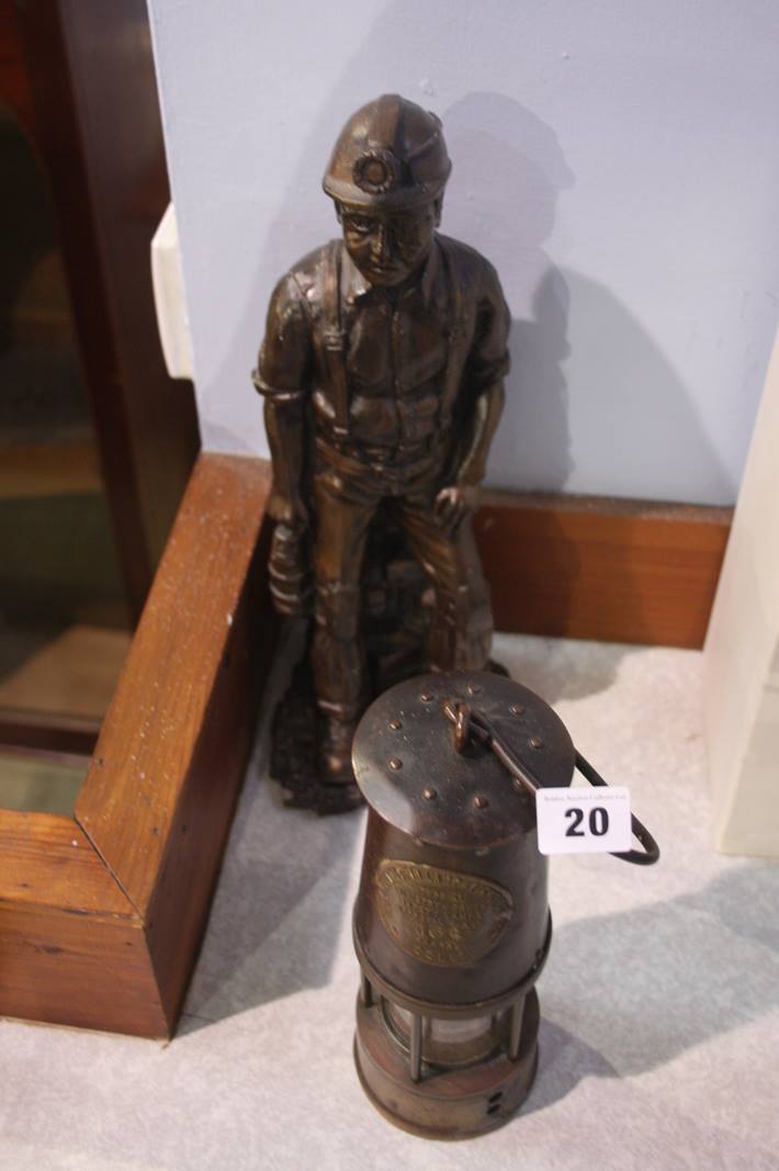 Miners lamp and figure