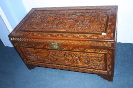 Heavily carved and decorated Camphorwood chest