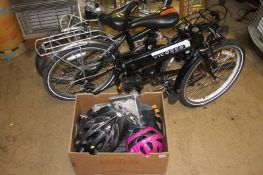 Two Dahon folding bikes; Vitesse and Boardwalk and helmets and a bag