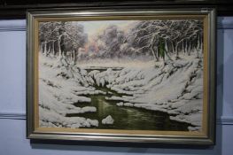 Dandey, oil on canvas, signed, 'Snowy Landscape'