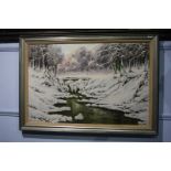 Dandey, oil on canvas, signed, 'Snowy Landscape'