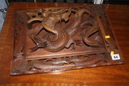 Carved Oriental panel