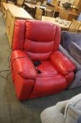 Large red leather recliner/massage armchair