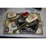 Petit point dressing table set etc.