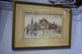 Tom Finch, watercolour, signed, date **88, 'Demolition Ocean Road 1938', 19 x 32cm