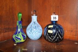 Three glass scent bottles