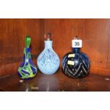 Three glass scent bottles