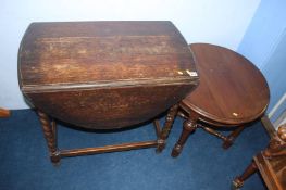 Oak gateleg table and an occasional table