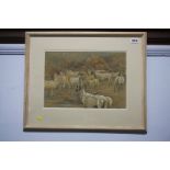 J. McLean, pastel, signed, 'Sheep in a yard'